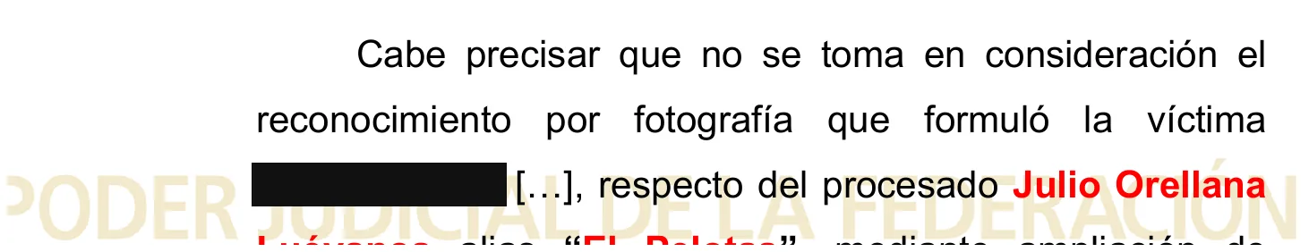 Fragmento: no se toma en consideración el reconocimiento por fotografía