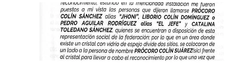 Fragmento donde se identifica a Liborio Colín Domínguez como El Jefe