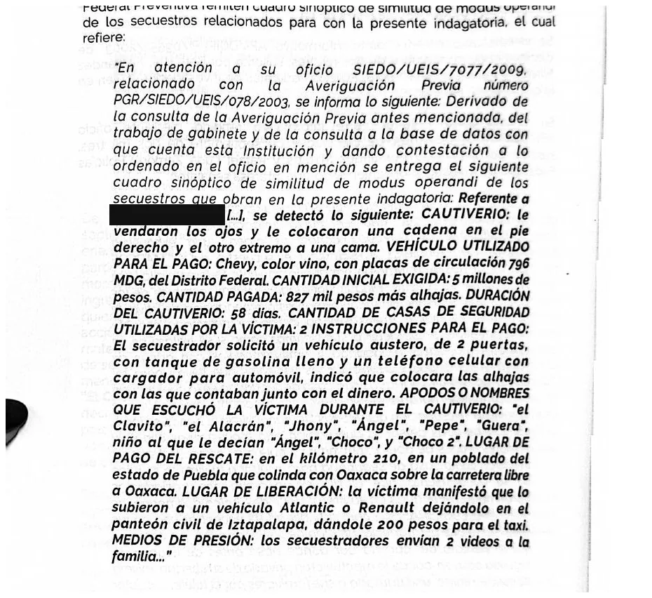 Cuadro sinóptico con los apodos escuchados durante el cautiverio